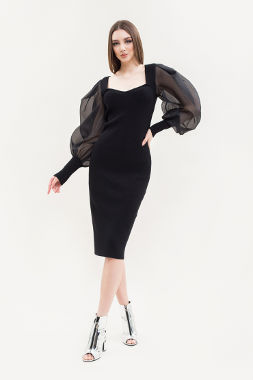 Organza Sleeve Knit Dress