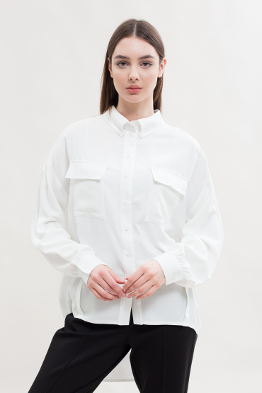 Blouse with asymmetrical hem