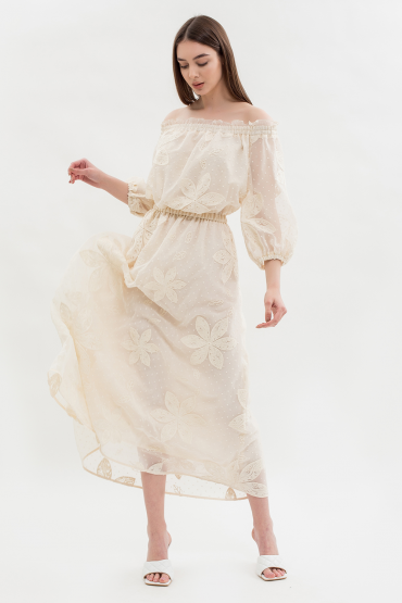 Chiffon dress with embroidery