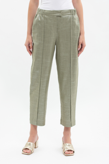 Coated linen trousers