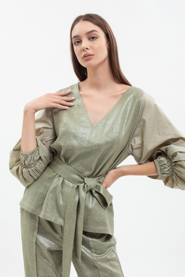 Coated linen blouse